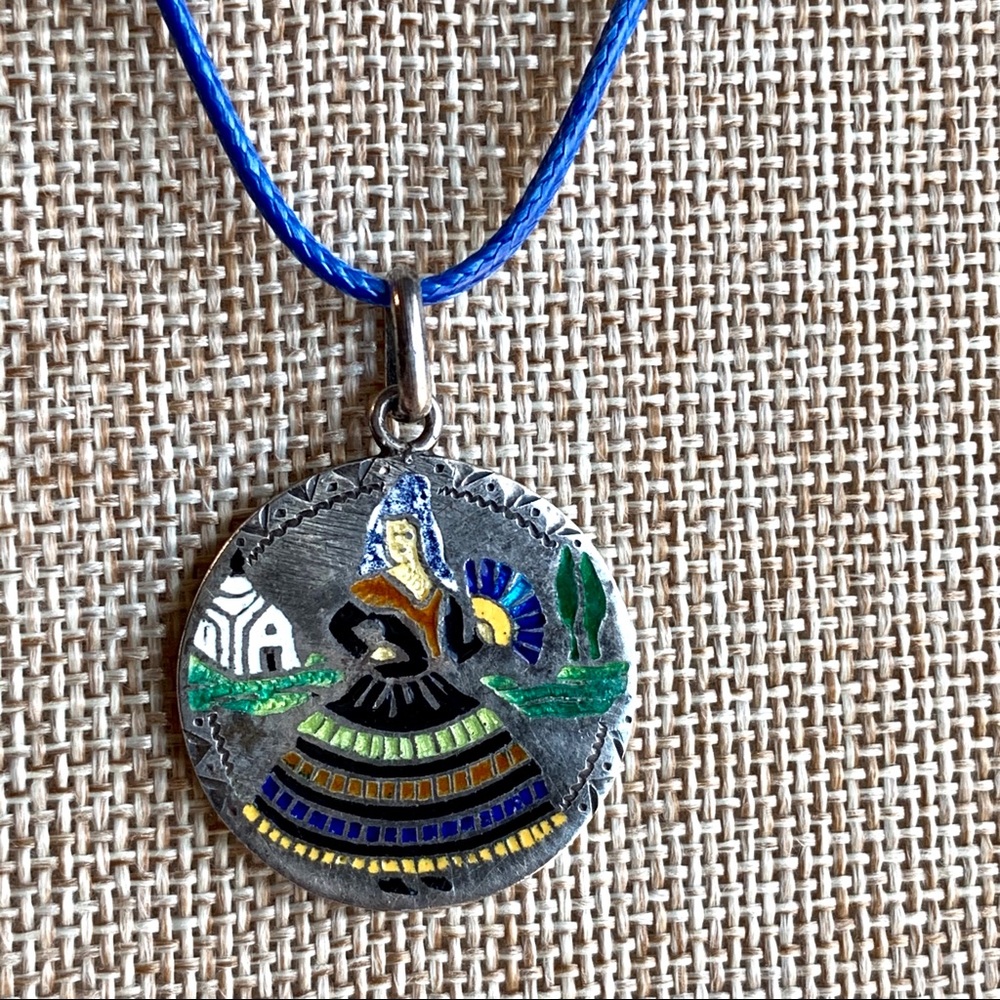 Vintage Sterling Silver Enameled Iberian Necklace - Picture 7 of 9